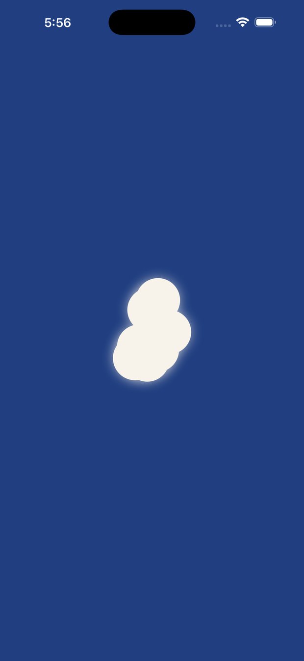 白い玉があつまって繭になった画面